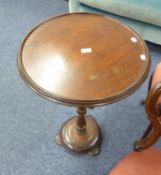 NINETEENTH CENTURY MAHOGANY SNAP TOP OCCASIONAL TABLE, with circular top, two part slender column