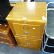 A VINTAGE STYLE WOODEN TWO DRAWER FILING CABINET