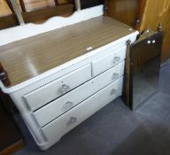 VICTORIAN PINE CHEST OF DRAWERS, WITH MIRROR