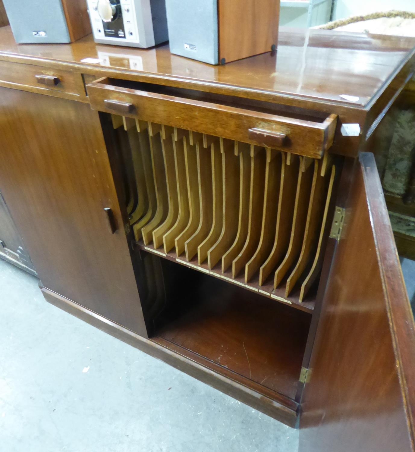 MID-20TH CENTURY MAHOGANY LARGE TWO DOOR RECORD STORAGE CABINET WITH TWO SHALLOW FRIEZE DRAWERS - Image 2 of 2