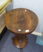 NINETEENTH CENTURY ROSEWOOD OCCASIONAL TABLE, with circular top, shaped frieze, barley twist
