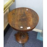 NINETEENTH CENTURY ROSEWOOD OCCASIONAL TABLE, with circular top, shaped frieze, barley twist