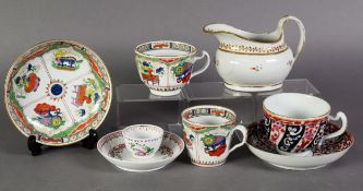 CIRCA 1800 WORCESTER PORCELAIN TRIO OF TEACUP AND SAUCER AND COFFEE CAN, enamelled with Dragon and