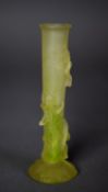 MODERN DAUM PATE DE VERRE MOULDED YELLOW GLASS SPECIMEN VASE, of slender, cylindrical form,