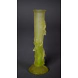 MODERN DAUM PATE DE VERRE MOULDED YELLOW GLASS SPECIMEN VASE, of slender, cylindrical form,