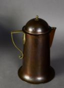 THE BIRMINGHAM GUILD LTD, ARTS & CRAFTS HAMMERED and  PATINATED COPPER COFFEE POT, with brass