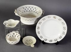 FIVE PIECES OF EIGHTEENTH CENTURY AND LATER CREAMWARE POTTERY, comprising: ‘LEEDS CLASSICAL