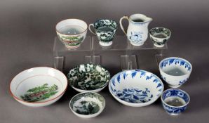 TEN PIECES OF NINETEENTH CENTURY PEARLWARE POTTERY, comprising: TWO TEA BOWLS AND SAUCERS, one