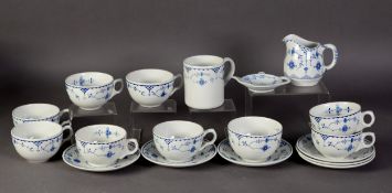 SIXTEEN PIECE FURNIVALS AND MASON’S ‘DENMARK’ PATTERN BLUE AND WHITE POTTERY PART TEA SERVICE,