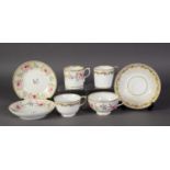 TWO NINETEENTH CENTURY DERBY PORCELAIN TRIOS, each comprising: TEA CUP, COFFEE CAN and SAUCER,