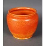 PILKINGTONS ROYAL LANCASTRIAN POTTERY MONOCHROME ORANGE VERMILION GLAZED JARDINIERE, impressed mark,