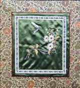 TWENTIETH CENTURY CHINESE FRAMED SILK-WORK PICTURE DEPICTING NUMEROUS CHILDREN AT PLAY, on red