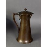 POSSIBLY KESWICK SCHOOL OF INDUSTRIAL ART, ARTS & CRAFTS HAMMERED and PATINATED COPPER TALL COFFEE