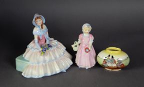 ROYAL DOULTON (BURSLEM) PORCELAIN FIGURE 'DAY DREAMS' HN1731, another 'TINKLE BELL', and a ROYAL