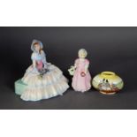 ROYAL DOULTON (BURSLEM) PORCELAIN FIGURE 'DAY DREAMS' HN1731, another 'TINKLE BELL', and a ROYAL