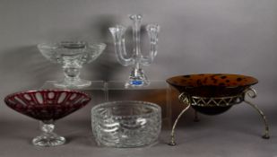 MODERN BOXED VILLEROY & BOCH LEAD CRYSTAL FOUR BRANCH FIVE LIGHT CANDELABRUM, marked and with