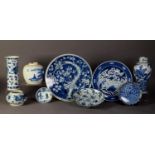 SELECTION OF ORIENTAL BLUE AND WHITE PORCELAIN, viz a Japanese wall plaque, 12in (30.5cm)