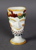 EARLY 1800's STAFFORDSHIRE BACCHUS OR SATYR 'FROG' MUG, the mask accentuated with Pratt colours of