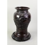 LATE 19th CENTURY CHINESE BRONZE BALUSTER VASE, design autour of birds in flight and flowering