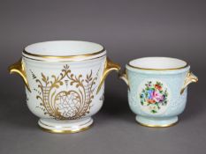 LE TALLEC’S, PARIS PORCELAIN TWO HANDLED CACHEPOT, of typical form, painted in colours with floral