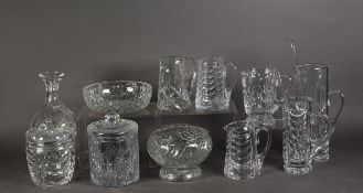 SELECTION OF MODERN GOOD QUALITY CUT LEAD CRYSTAL comprising TWO BISCUIT CONTAINERS, TWO BOWLS,