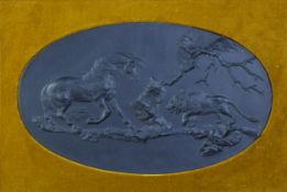 WEDGWOOD LARGE LIMITED EDITION BLACK BASALT PLAQUE after painting by George Stubbs - The