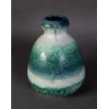 WILLIAM HOWSON TAYLOR, RUSKIN POTTERY VASE, covered with a crystalline off-white and mottled