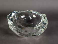 MODERN ROSENTHALL STUDIO-LINE HEAVY LEAD CRYSTAL OCTANGULAR FACET-CUT BOWL, marked, in box with an