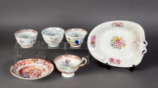 THREE EARLY 1800's ENGLISH PORCELAIN TEA BOWLS, possibly Antony and Enoch Keeling 'Factory X',