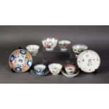 CHINESE QING DYNASTY SMALL FAMILLE ROSE TEA BOWL AND SAUCER, ANOTHER  Chinese Imari DITTO, a