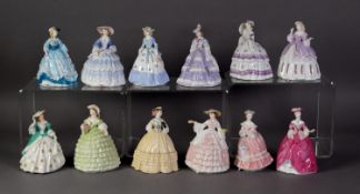 TWELVE SMALL ROYAL WORCESTER FOR COMPTON & WOODHOUSE LIMITED EDITION PORCELAIN FIGURINES 'The