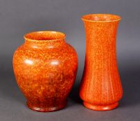 PILKINGTONS ROYAL LANCASTRIAN POTTERY MONOCHROME MOTTLED ORANGE VERMILION GLAZED VASE, impressed