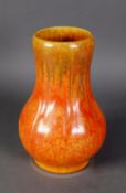 PILKINGTONS ROYAL LANCASTRIAN POTTERY MONOCHROME MOTTLED and STREAKED ORANGE VERMILION GLAZED