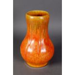 PILKINGTONS ROYAL LANCASTRIAN POTTERY MONOCHROME MOTTLED and STREAKED ORANGE VERMILION GLAZED