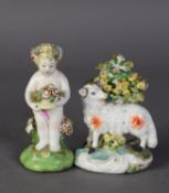 LATE EIGHTEENTH/ EARLY NINETEENTH CENTURY DERBY PORCELAIN FIGURE OF A PUTTI, modelled standing,