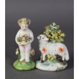 LATE EIGHTEENTH/ EARLY NINETEENTH CENTURY DERBY PORCELAIN FIGURE OF A PUTTI, modelled standing,