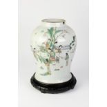 CHINESE QING DYNASTY PORCELAIN INVERTED BALUSTER SHAPE JAR, originally with a cover now absent,