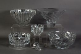 MODERN ROYAL BRIERLEY LEAD CRYSTAL CUT BOWL, marked, 9 ½" (24cm) diameter, TOGETHER with an
