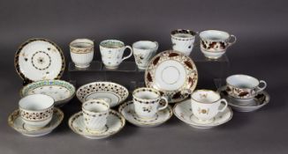 TEN LATE EIGHTEENTH/EARLY NINETEENTH CENTURY ODD WORCESTER PORCELAIN TEA AND COFFEE CUPS AND