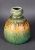 WILLIAM HOWSON TAYLOR, RUSKIN POTTERY VASE, covered with a good crystalline streaked green glaze