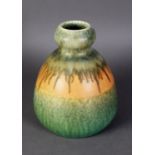 WILLIAM HOWSON TAYLOR, RUSKIN POTTERY VASE, covered with a good crystalline streaked green glaze