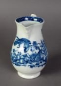 EIGHTEENTH CENTURY DR WALL FIRST PERIOD BLUE AND WHITE WORCESTER PORCELAIN MILK JUG, of footed