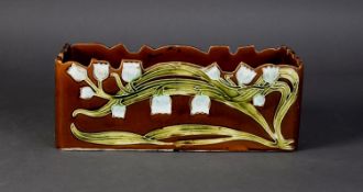 CIRCA 1900 M C KUSNETZOFF (RUSSIAN) POTTERY RECTANGULAR JARDINIERE, decorated in the ART NOUVEAU