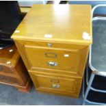 A VINTAGE STYLE WOODEN TWO DRAWER FILING CABINET
