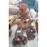 THREE SOUTH AMERICAN TERRACOTTA FIGURAL ORNAMENTS (3)