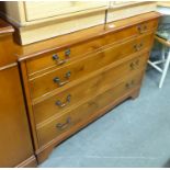 A YEW WOOD GEORGIAN STYLE HIFI CABINET, IN THE FORM OF A CHEST OF FOUR FALSE LONG DRAWERS, HAVING