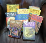 EIGHT HARRY POTTER BOOKS TO INCLUDE GOBLET OF FIRE PHILOSOPHERS STONE  PRISONER OF AZKABAN THE