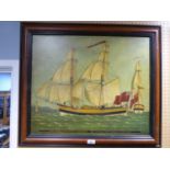UNATTRIBUTED, MODERN OIL ON CANVAS Ships portrait, ‘Good Fortune’ Inscribed beneath: ‘Best Wishes