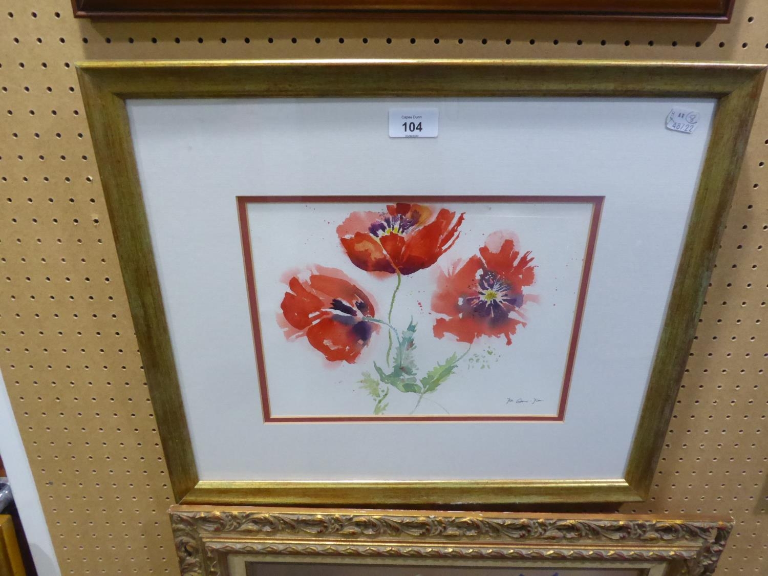 JILL GOWER-JONES WATERCOLOUR DRAWING 'POPPIES'  SIGNED LOWER RIGHT 9" X 11 1/2" (23cm x 29cm)