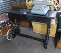 LATE NINETEENTH/ EARLY TWENTIETH CENTRE EBONISED OCCASIONAL OR CENTRE TABLE, WITH MOULDED OBLONG TOP